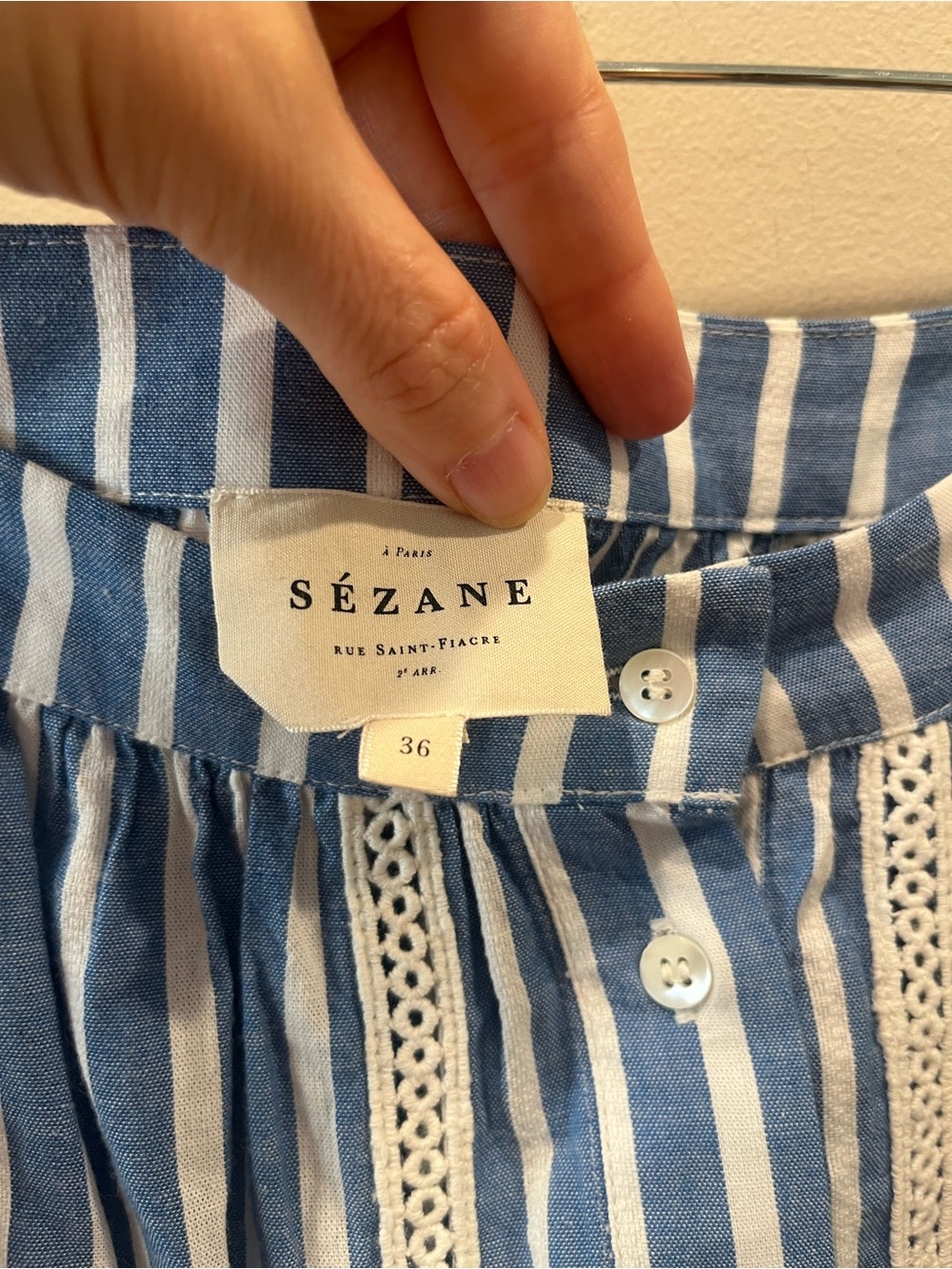 Sezane Nikita Skirt in Blue and White, Size 4 - Picture 5 of 6